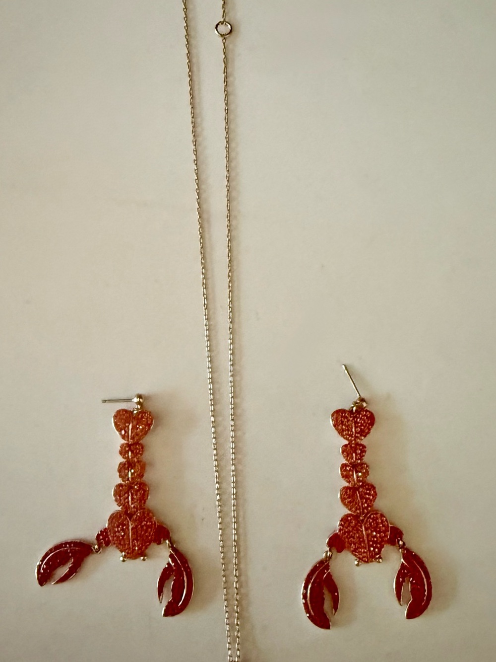 Kate Spade crystal lobster necklace and earring set
